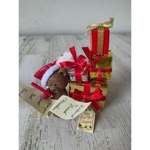 Clothtique possible dreams bear list present Santa hat statue figurine